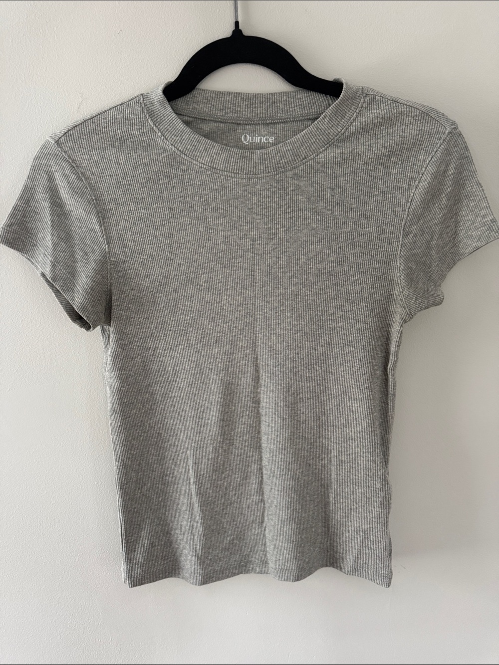 Quince Organic Cotton Micro-Rib Crewneck Tee - Heather Gray